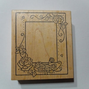 Destash Rubber Stamp, Rose Frame, Great Impressions, Large Stamp, Frame Stamp, Flower Frame, Rose Stamp, Love Rose Frame Rubber Stamp Wood