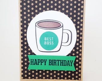 Boss Birthday Card, Best Boss Card, Birthday Card for Boss, Manager Birthday, Boss Birthday Greetings, Boss Coffee Cup Birthday, Coffee Mug