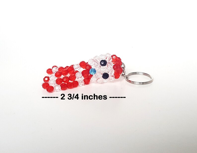 Octopus Keychain Beaded Octopus Red Octopus Red and White Etsy