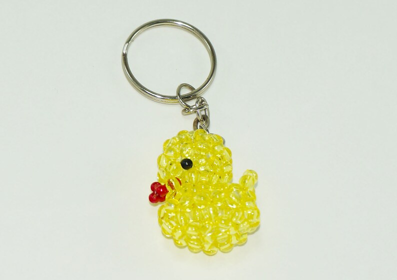 Beaded Yellow Duck Keychain Duck Keychain Beaded Duck Cute Etsy