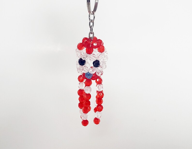 Octopus Keychain Beaded Octopus Red Octopus Red and White Etsy