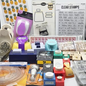 Scrapbook Supplies Lot, Paper Punches, Clear Stamps, Rubber Stamps, Destash Craft Supplies, Paper Crafting Supplies, Craft Punches, Stamps