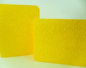 Tarjetas de felicitación con abejas en relieve, tarjetas amarillas en blanco, regalo para apicultor, abeja melífera, reina