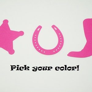 Cowboy Die Cuts, Cowgirl Embellishments, Sheriff Star Die Cut, Boots Die Cuts, Horseshoe Die Cuts, Cowgirl Decor, Cowboy Cut Outs, Cowgirl