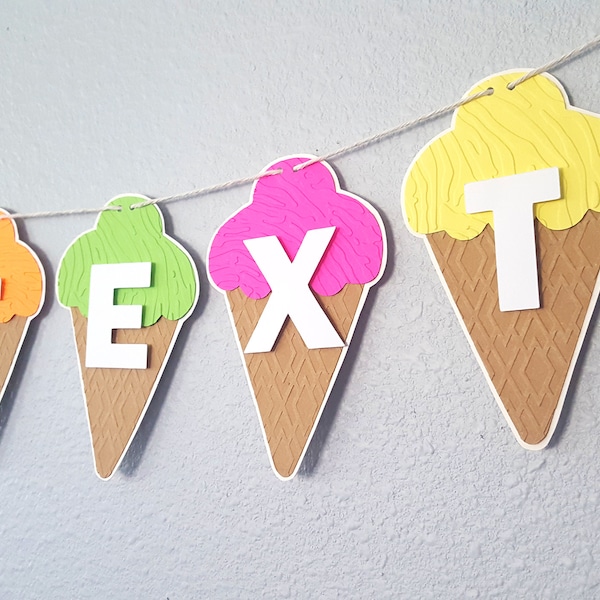 Ice Cream Banner, Ice Cream Cones Banner, Ice Cream Garland, Summer Banner, Cold Treat Banner, Ice Cream Sign, Personalized Ice Cream Banner