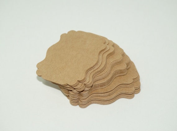 Kraft Banner Gift Tags, 65lb Cardstock, 50pcs, Rustic Labels, Customizable, Fancy Shapes