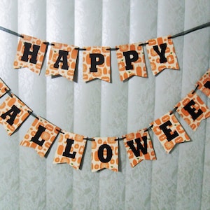 Halloween Banner, Happy Halloween Banner, Halloween Cardstock Banner, Pumpkin Banner, Halloween Bunting, Halloween Garland, Mantel Banner