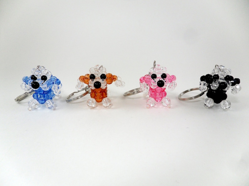 Bead Dog Keychain Poodle Keychain Beaded Poodle Canine Etsy