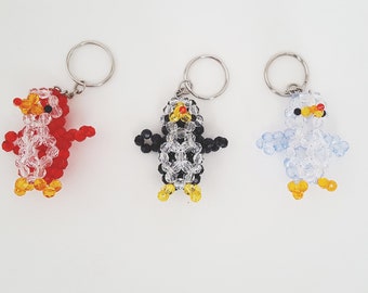 Penguin Keychain, Beaded Penguin, Bead Penguin Keychain, Penguin Beaded, Bird Keychain, Antarctica Keychain, Colorful Penguins, Penguin Gift