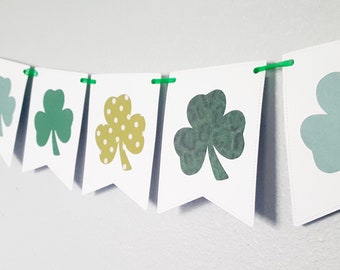 St Patrick's Day Banner, St Pat's Day Banner, Shamrock Banner, Shamrock Bunting, Clover Banner, Saint Patrick's Day Decor, Irish Party Decor