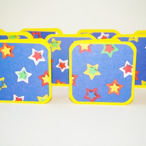 Cartes étoiles rouges, blanches et bleues, mini cartes, cartes carrées, 3 x 3 cartes avec enveloppes, cartes 3 pouces, cartes vierges étoiles, mini cartes étoiles 3D jaunes