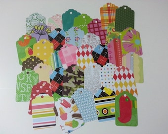 Patterned Cardstock Gift Tags, Party Mix, 50 Pieces, Assorted, Colorful Labels,  Wrapping Props