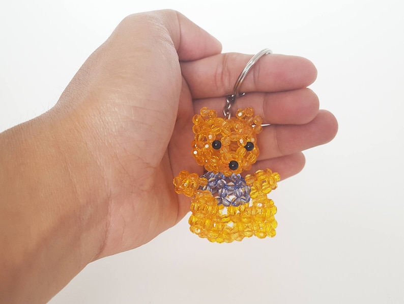 Beaded Bear Keychain Bear Keychain Cute Beaded Bear Big Etsy