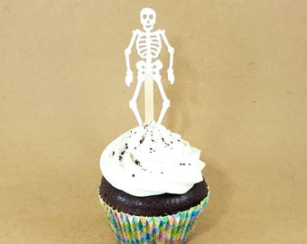Skeleton Cupcake Topper, Halloween Cupcake Topper, Skull Cake Topper, Skeleton Cake Topper, Halloween Wedding Decor, Halloween Party Topper