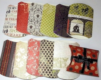 Caja de almohada de Halloween, caja de dulces de Halloween, caja de regalos de Halloween, caja de almohada pequeña de Halloween, contenedores de dulces, cajas de Halloween