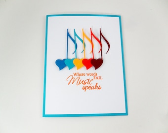 Music Card, Music Love Card, Love Note Card, Music Speaks Card, Musician Card, Music Lover Card, Love Music Card, Colorful Notes, Musical