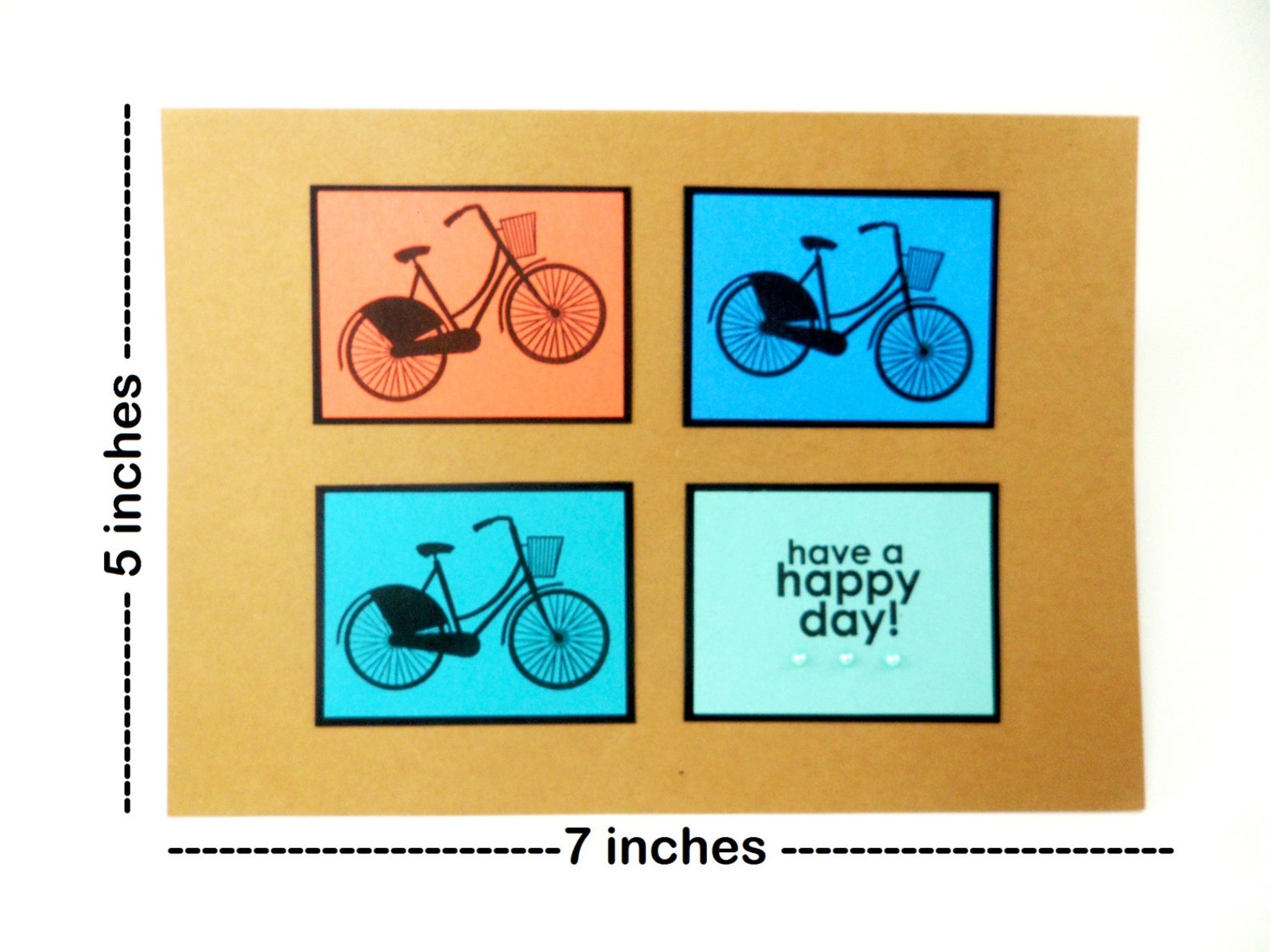 Bicycle Card Bike Card Have a Happy Day Happy Bicycle Card Etsy