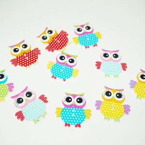 Wood Owl Buttons, Destash Buttons, Owl Buttons, Wooden Owl Buttons, Wood Animal Buttons, Colorful Owls, Bird Buttons, Destash Owl Buttons