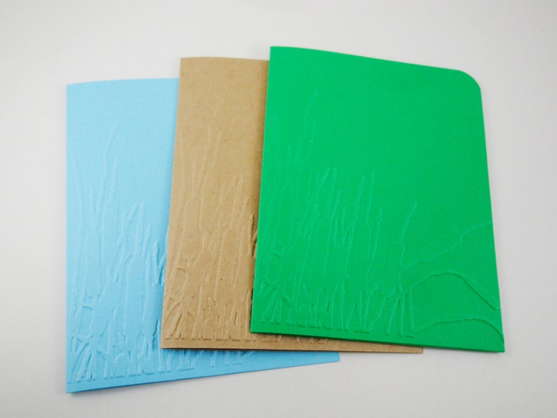 Embossed Nature Card Embossed Cattail Cards Swamp Land Stationery Cattail and Grass Cards Marsh Land Cattails Card Cat tails and Reeds
