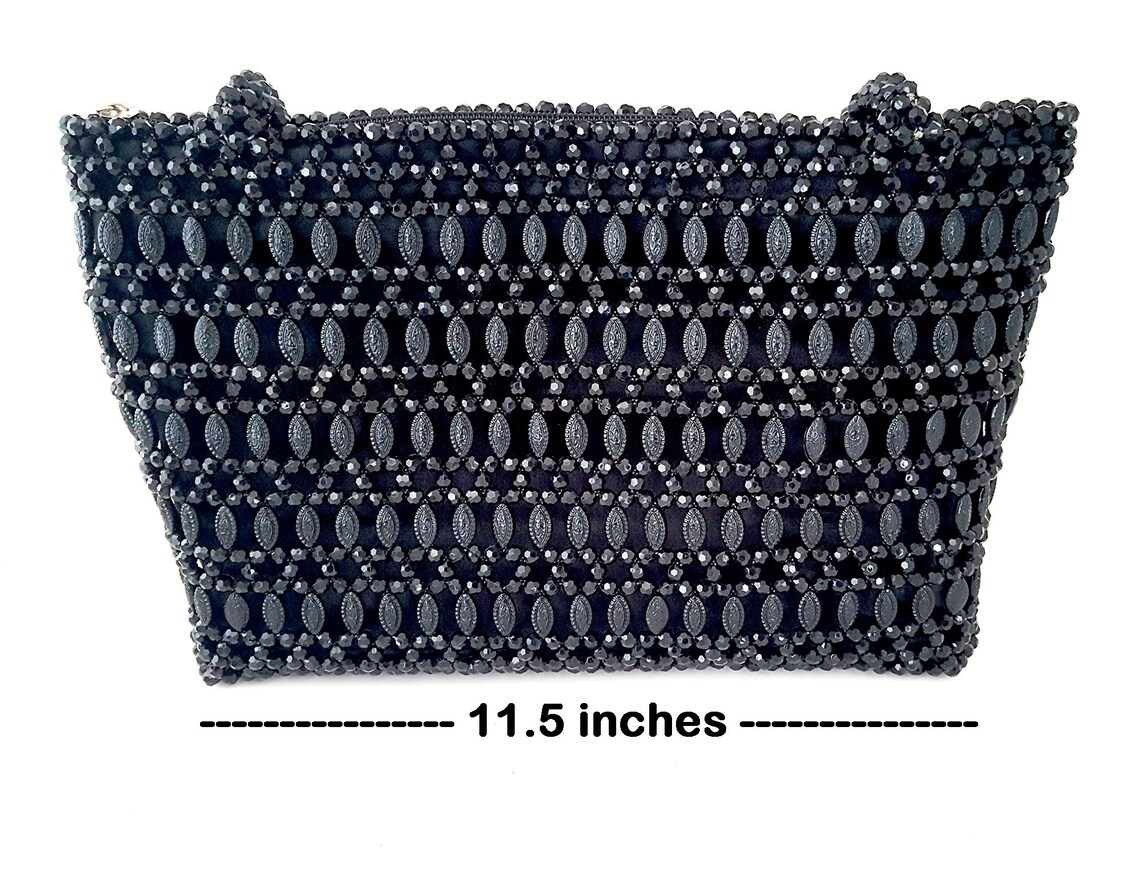 Black Toucan Beaded Shoulder Bag
