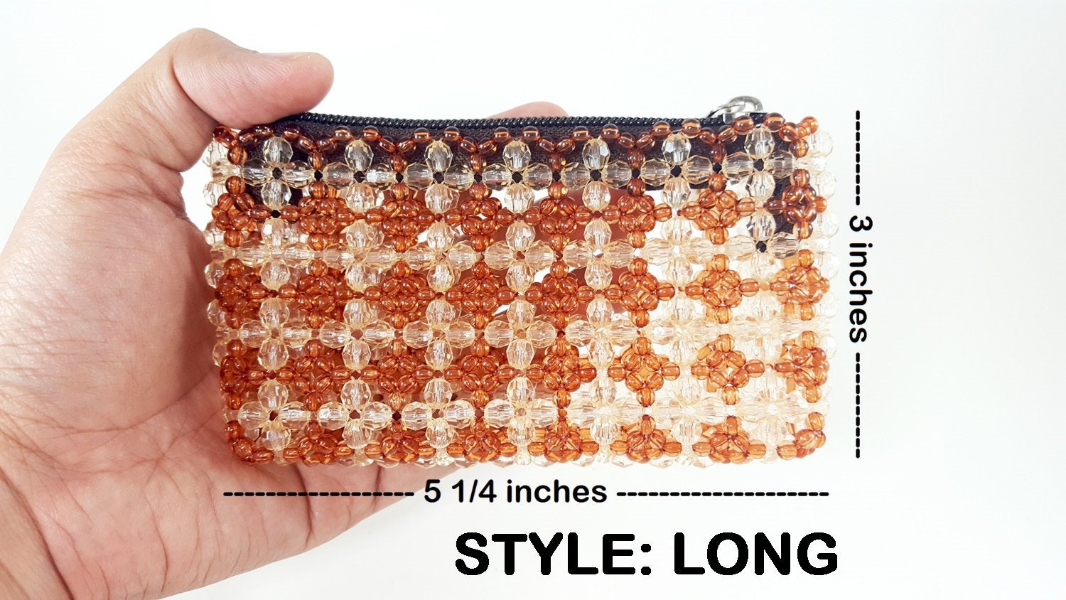 Change Purse Beaded Coin Purse, For Women, Zippered Change Pouch