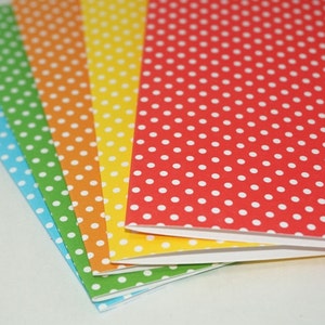 Polka Dot cartes vierges, cartes avec enveloppes, cartes vierges A2, Polka DOt cartes, cartes à pois, jaune rouge Orange vert à pois bleu