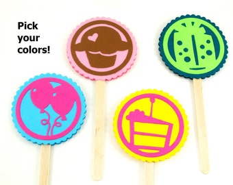 Cupcake Toppers, Birthday Cupcake Toppers, Cake Toppers, Party Cupcake Toppers, Party Decor, Cute Cupcake Toppers, Cupcake Treat Toppers