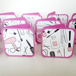 Cartes mini-cartes de maquillage, Cartes de maquillage, Accessoires de coiffure, Cartes de parfum, Cartes de vernis à ongles, Cartes de coiffure et maquillage, Cartes de sèche-cheveux, Cartes de maquilleur