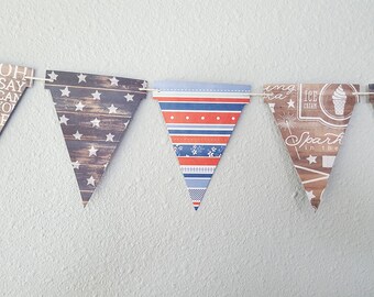 Patriotic Banner, 4th of July Banner, Fourth of July Banner, Soldier Homecoming Banner, Independence Day Bunting, Patriotic Flag Banner