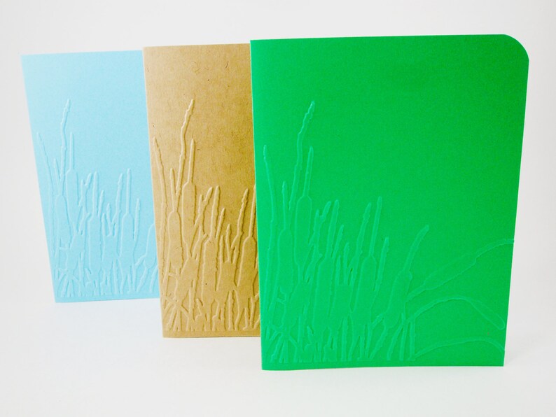 Embossed Nature Card Embossed Cattail Cards Swamp Land Stationery Cattail and Grass Cards Marsh Land Cattails Card Cat tails and Reeds