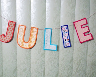 Girl Name Banner, Personalized Banner, Baby Girl Banner, Cardstock Banner, Girl Name Bunting, Girl Name Garland, Feminine Banner, Your Name