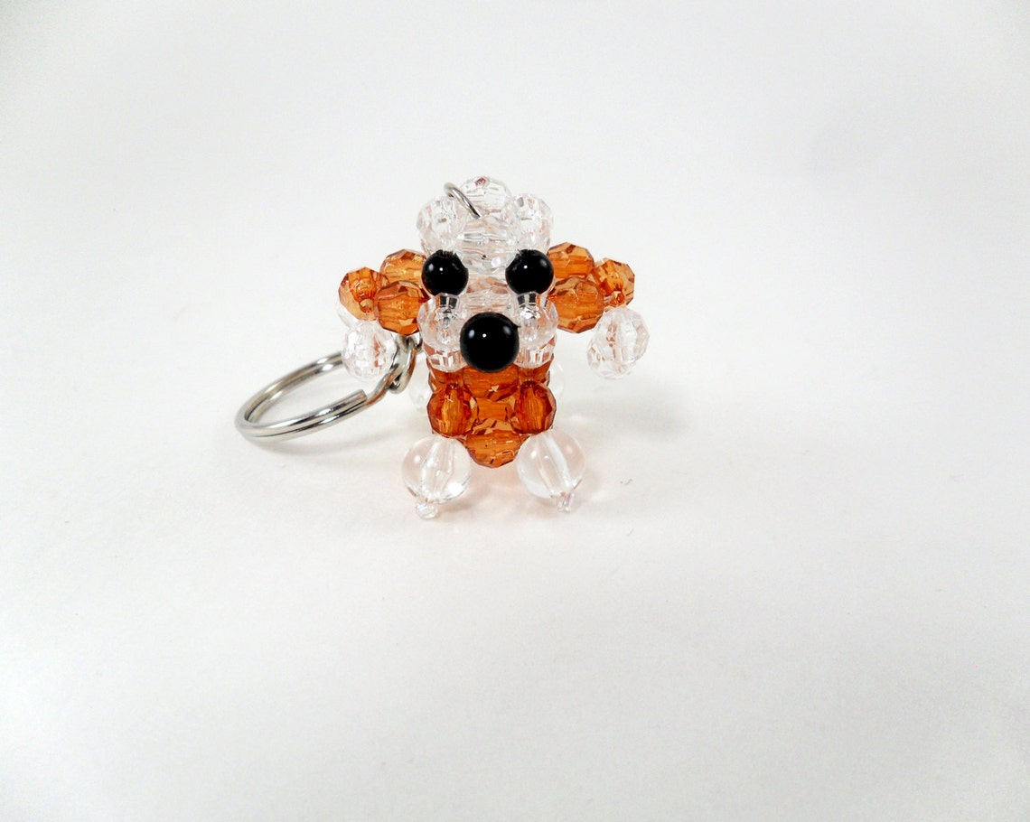 Bead Dog Keychain Poodle Keychain Beaded Poodle Canine Etsy