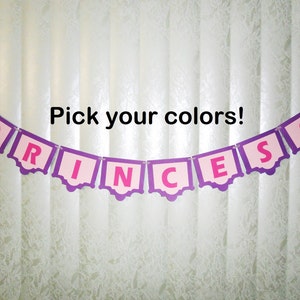 Girl Name Banner, Princess Banner, Name Banner, Cardstock Banner, Paper Banner, Mantel Banner, Pick Your Text Banner, Princess Style Girls