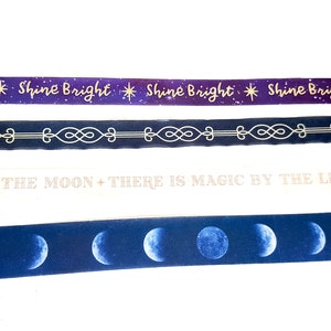 Moon Washi, Moon Phases Washi, Shine Bright Washi, Encouragement Washi, Stars Washi, Embellishment Washi, Crescent Moon Washi, Celestial