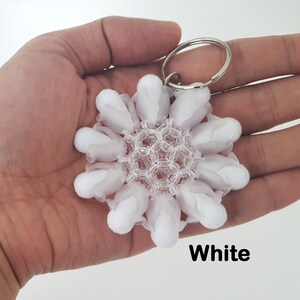 White - Beaded Fabart Flower Keychain 32 main image 1