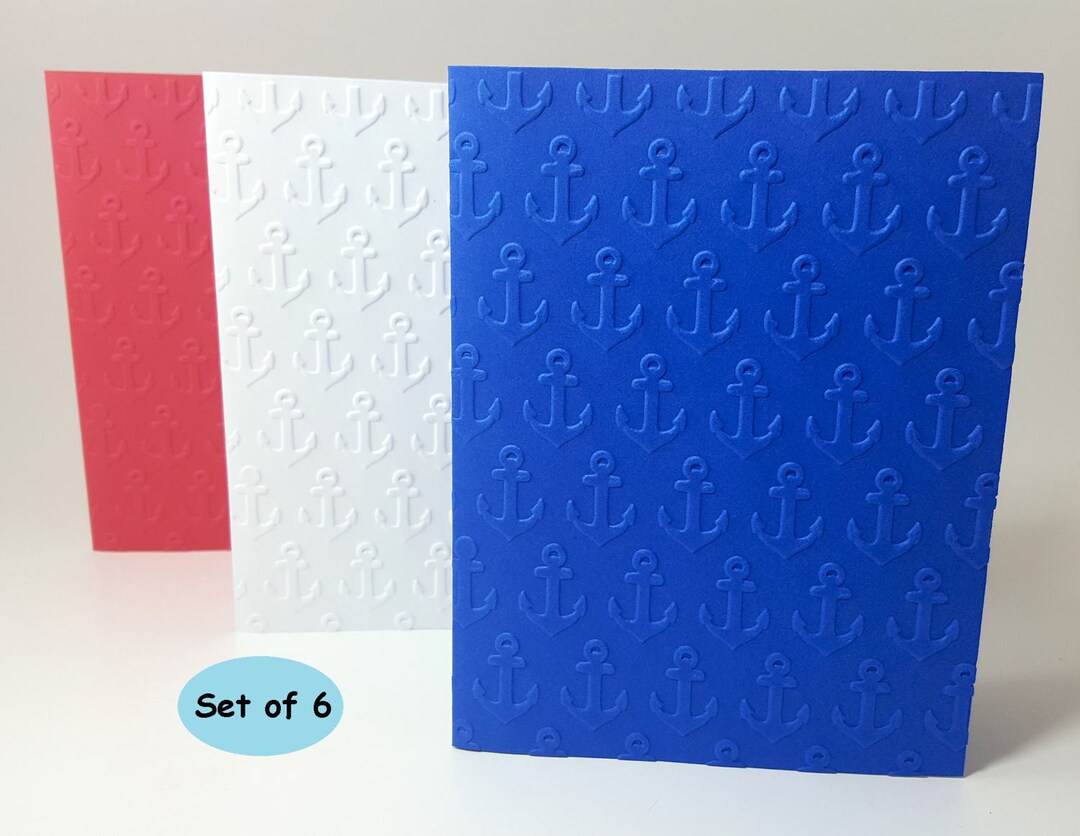 Anchor Card Set, Nautical Stationery, Embossed Cards, Boat Brake ...