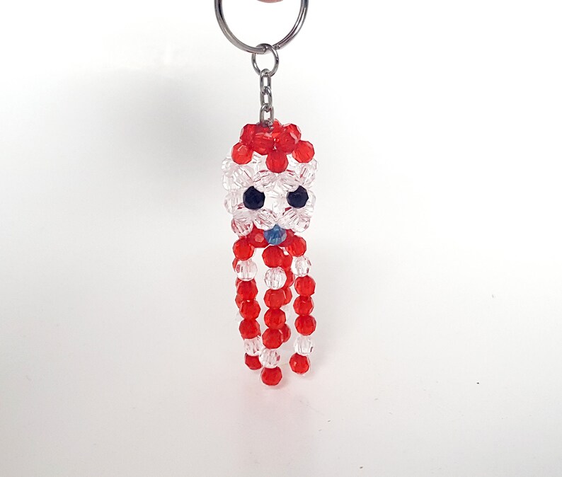 Octopus Keychain Beaded Octopus Red Octopus Red and White Etsy