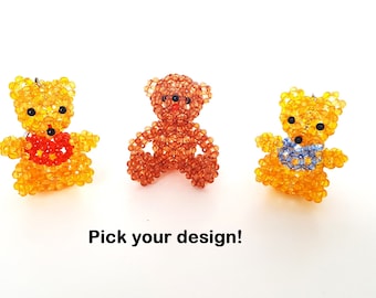 Beaded Bear Keychain, Bear Keychain, Cute Beaded Bear, Big Bear Keychain, Bear Key Ring, Bear Zipper Pull, Bear Lover Gift, Bear Accessories