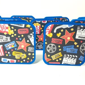 Mini carte per appassionati di cinema, Mini carte di film, Carte per appassionati di cinema, Tag di film, Carte di attori, Carte di attrici, Carte popcorn, Tag quadrati del cinema