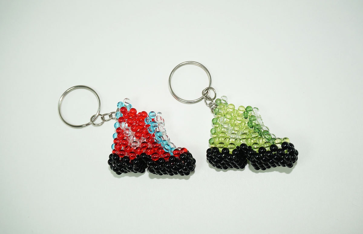 Shoes Keychain Beaded Beaded Boots Bead Sneakers Red Blue Etsy