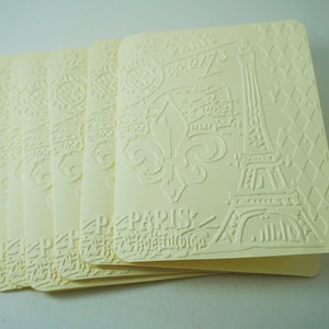 Paris Cards, Parisian Cards, Fleur de Lis Card, Eiffel Tower Card, French Embossed Card, Romantic Parisian Card, Parisian Embossed Cards