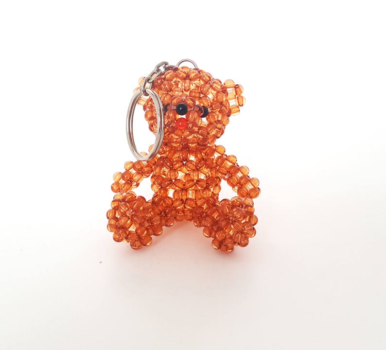 Beaded Bear Keychain Bear Keychain Cute Beaded Bear Big Etsy