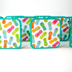 Mini tarjetas en blanco, mini tarjetas de chanclas, tarjetas de verano, tarjetas 3x3, tarjetas cuadradas, etiquetas cuadradas 3x3, tarjetas de chanclas, tarjetas de chanclas coloridas