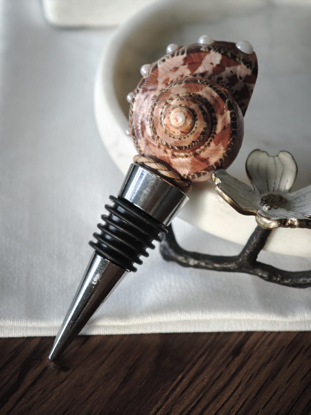 Sea Shell Wine Rack Decorative Only Seashell Wine Stopper | Handmade Pearl & Shell Bottle ...