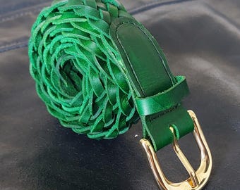 Braided Belt - 1" Real Leather Genuine Cowhide 6 Strand Twist Handmade in USA