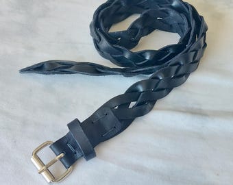 Vintage Capezio Black Braided Women\'s Belt Capezio Braided Leather Belt, Ladies Belt, Black Leather  main image 4