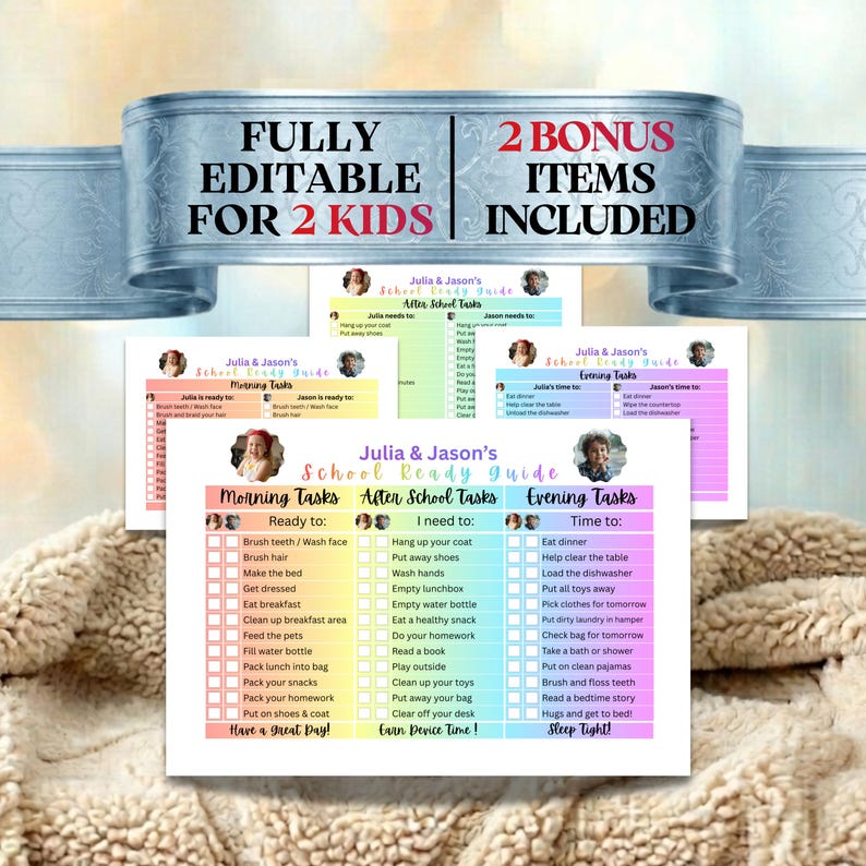 Task Blanket Editable Kids Chore Chart, Chore Chart 2 Kids, ADHD Planner Teen Chore ...