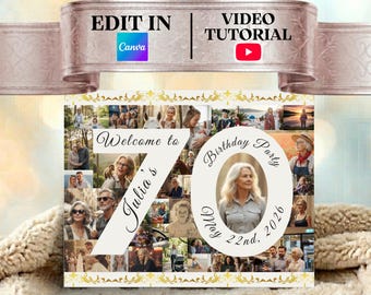 EDITABLE 70th Birthday Photo Collage, 70th Birthday Gifts, 70th Birthday Frame, 70th Birthday Poster, Gifts For Men, Gifts For Women