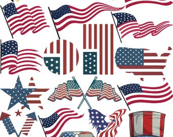 USA Flagge Stickerei Bündel | Amerikanische Flagge Maschinenstickmotive | Patriotische USA Flagge Stickdateien | Fourth of Jully Designs