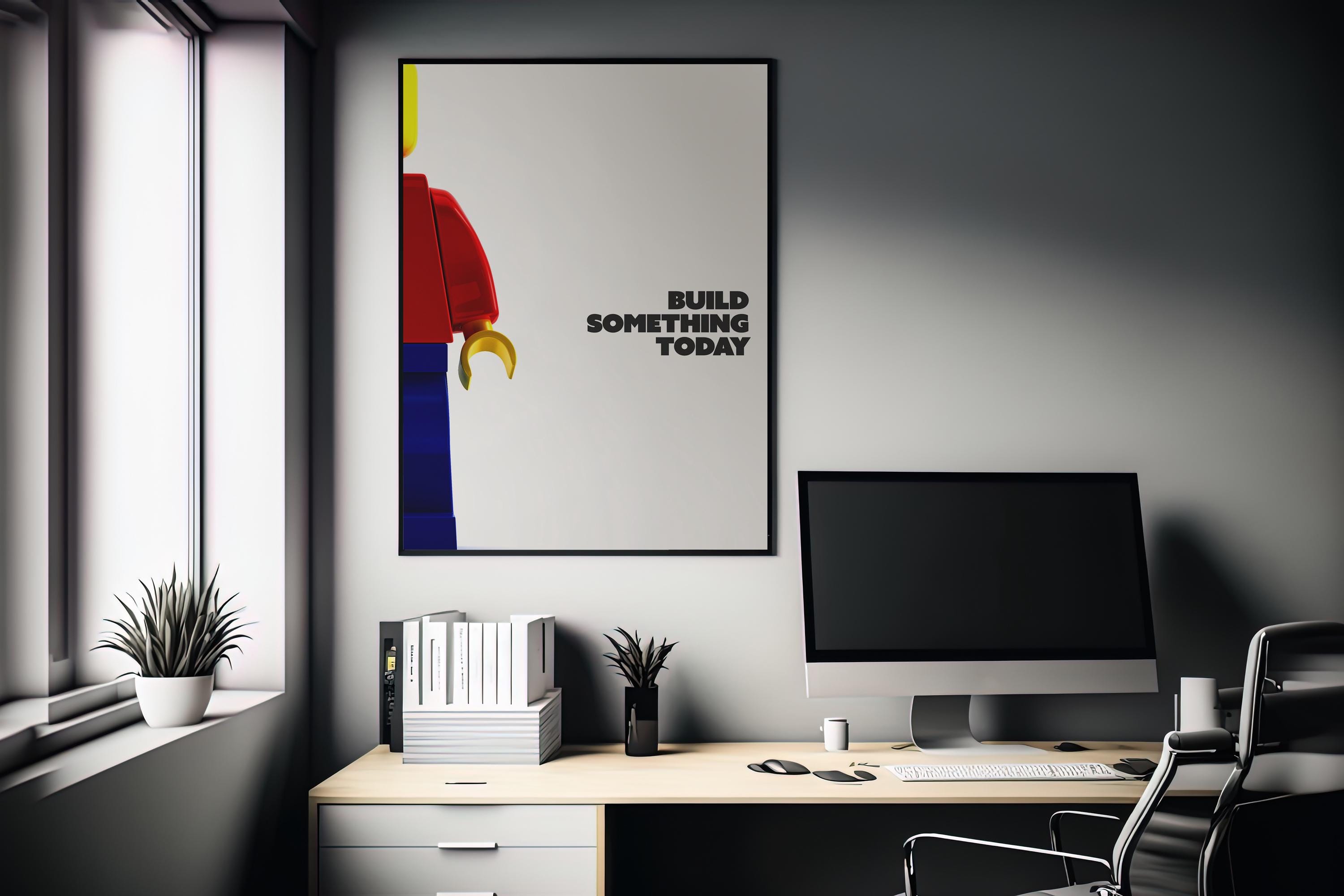 Build Something Today Poster – Minimalist Lego-inspired Wall Art ...